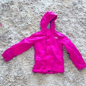 The North Face rain coat for girls.  Pink.  Size 7/8 or small